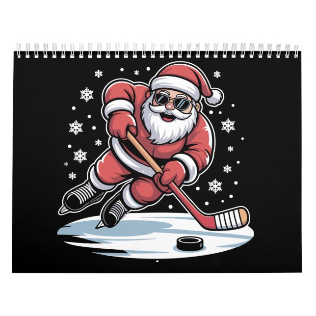 Funny Christmas Santa Playing Ice Hockey Xmas  Kalender (Titelbild)