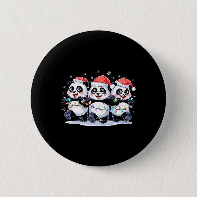 Funny Christmas Santa Reindeer Niedlich Panda Sant Button (Vorderseite)