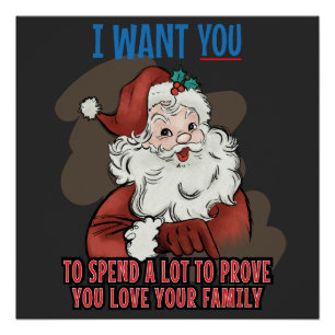 Funny Christmas santa tee Weihnachtsmann Poster