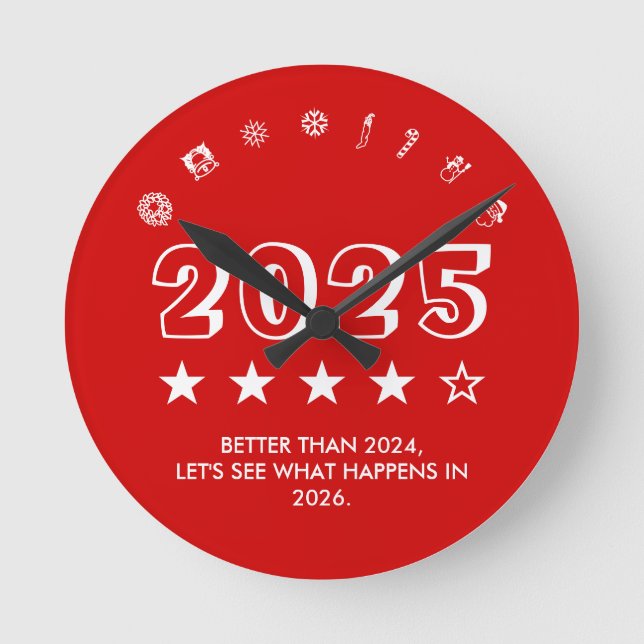 Funny Christmas Santa typography trend icons gift Runde Wanduhr (Vorderseite)