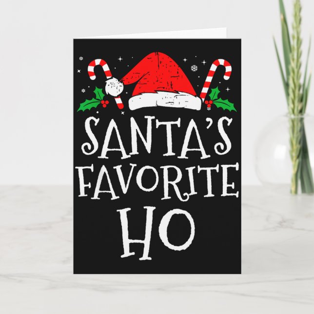 Funny Christmas Santa's Favorite Ho Naughty Pajama Karte (Vorderseite)