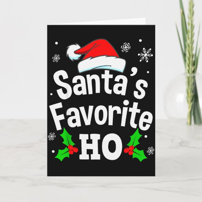 Funny Christmas Santa's Favorite Ho Naughty Pajama Karte (Vorderseite)