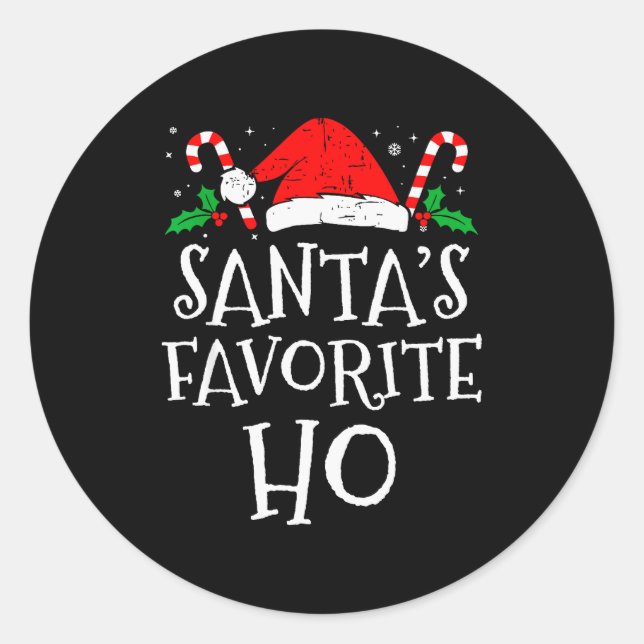 Funny Christmas Santa's Favorite Ho Naughty Pajama Runder Aufkleber (Vorderseite)