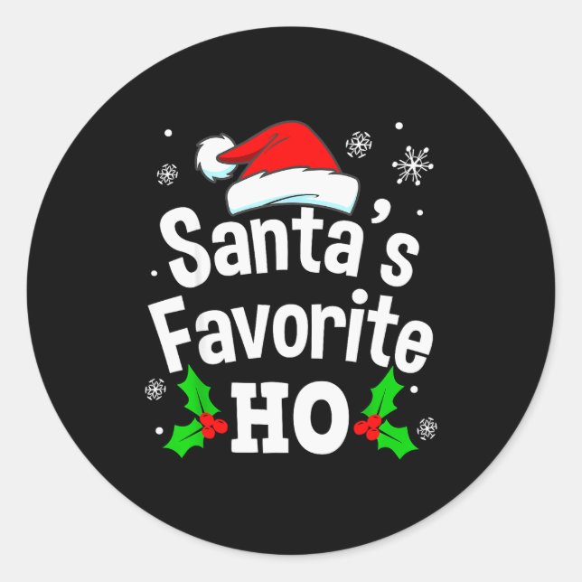 Funny Christmas Santa's Favorite Ho Naughty Pajama Runder Aufkleber (Vorderseite)