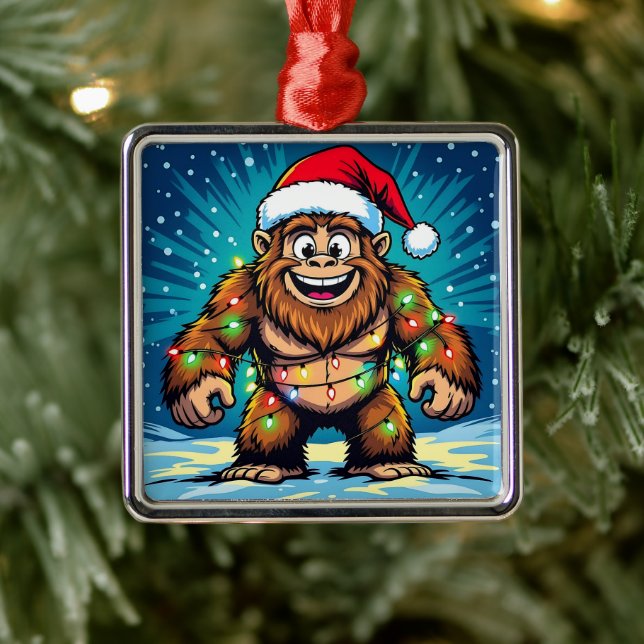 Funny Christmas Sasquatch  Bigfoots Ornament Aus Metall (Baum)