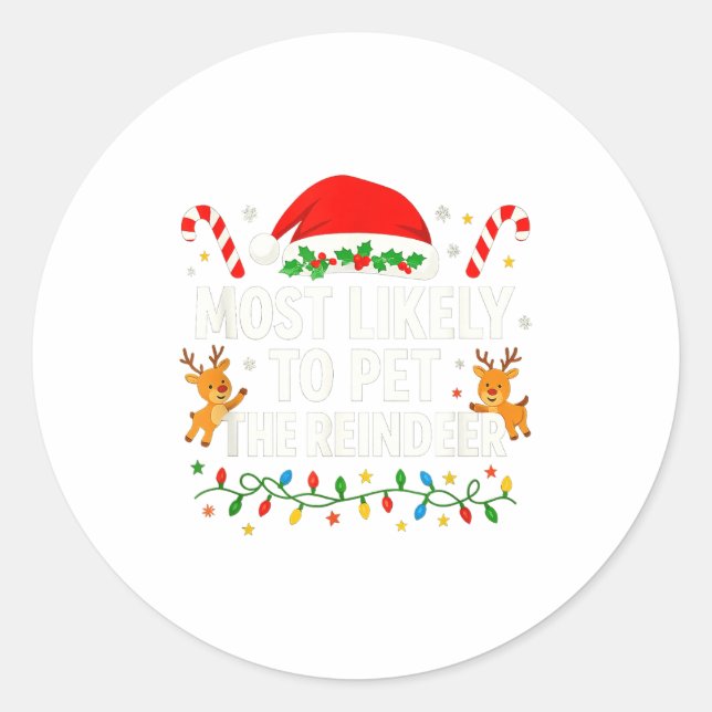 Funny Christmas Saying Reindeer Lover Holiday Ligh Runder Aufkleber (Vorderseite)