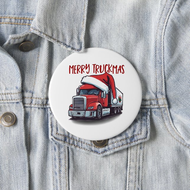 Funny Christmas Semi Transport Truckmas Button (Beispiel)