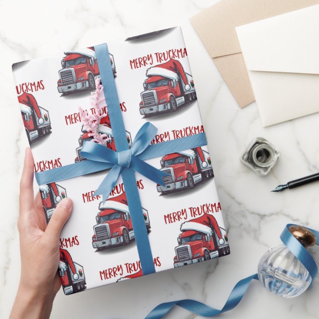 Funny Christmas Semi Transport Truckmas Geschenkpapier (Schenken)