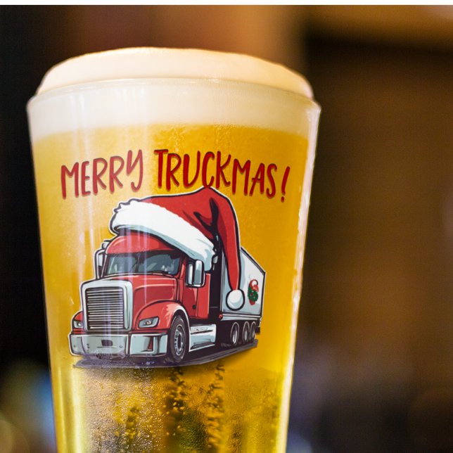 Funny Christmas Semi Transport Truckmas Glas (The perfect gift for the truck driver in your life this holiday season. Merry Truckmas!)