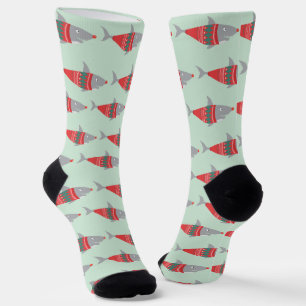 Funny Christmas Shark All-Over-Print Socken