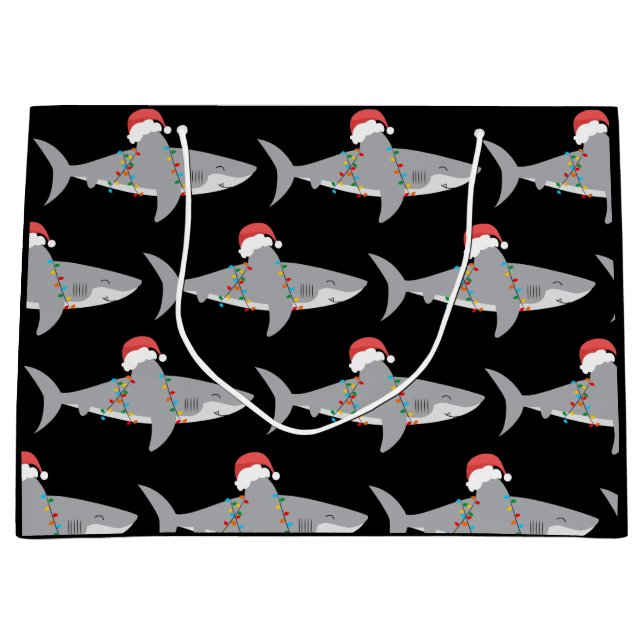 Funny Christmas Shark Pattern Geschenktasche Große Geschenktüte (Vorderseite)