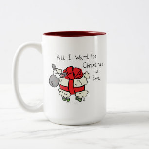 Funny Christmas Sheep Cartoon Zweifarbige Tasse
