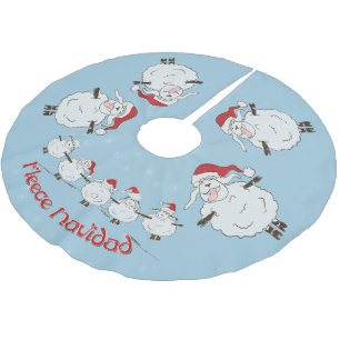 FUNNY Christmas Sheep Fleece Navidad Polyester Weihnachtsbaumdecke