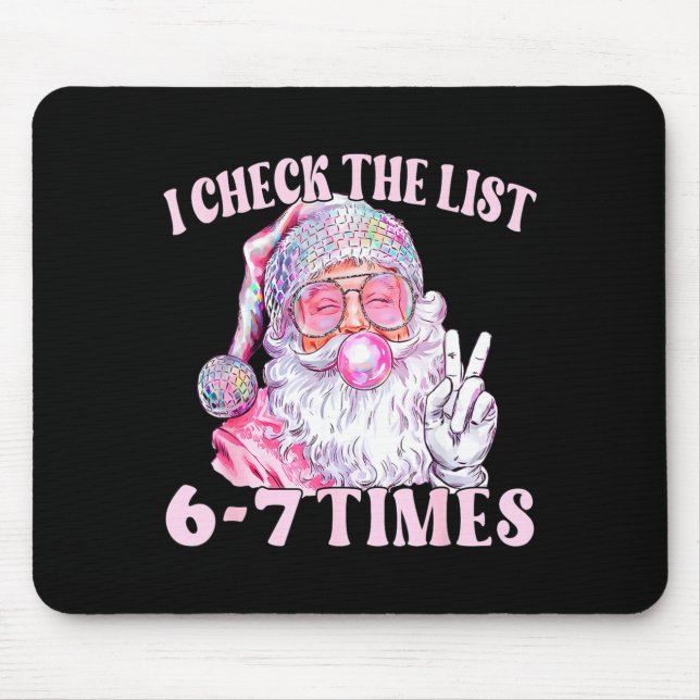Funny Christmas Six Seven Meme Santa I Check List  Mousepad (Vorne)
