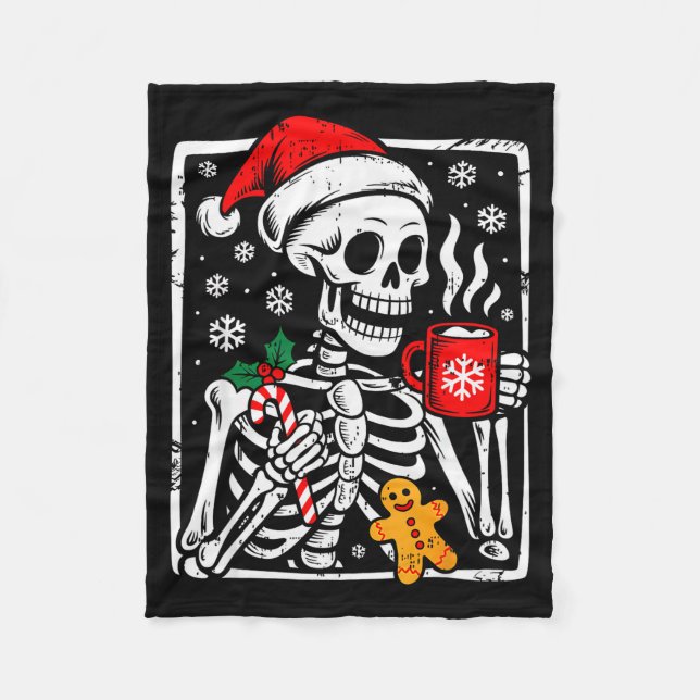 Funny Christmas Skeleton Hot Chocolate Xmas Men Wo Fleecedecke (Vorderseite)