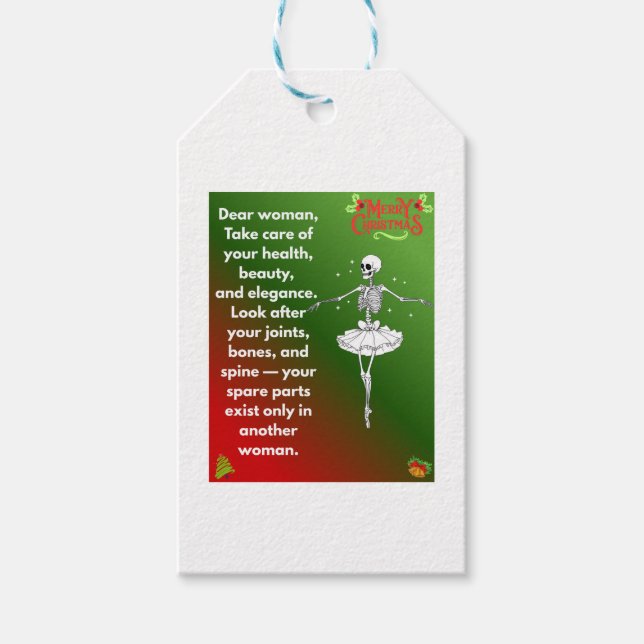 Funny Christmas Skeleton Wishes for woman Geschenkanhänger (Vorderseite)