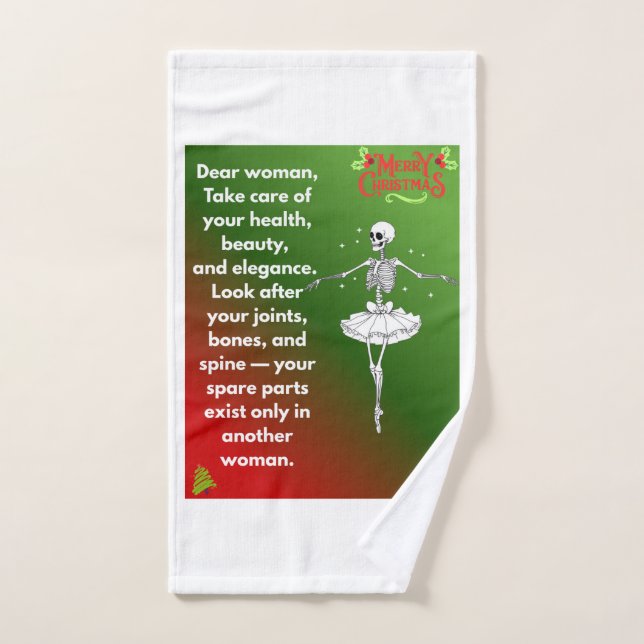 Funny Christmas Skeleton Wishes for woman Holiday  (Serviette à main)