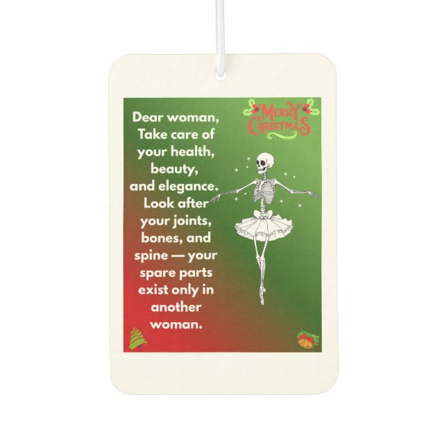 Funny Christmas Skeleton Wishes for woman Holiday  Autolufterfrischer (Vorderseite)
