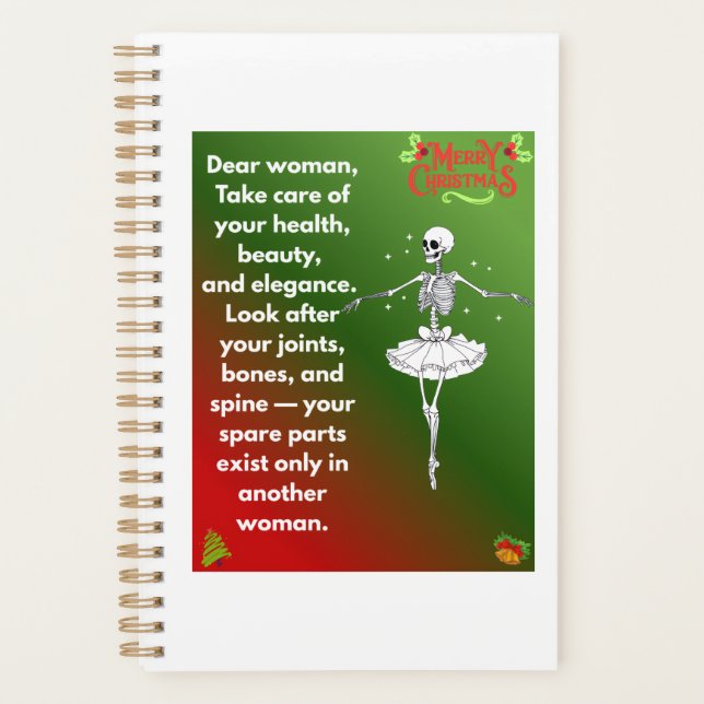Funny Christmas Skeleton Wishes for woman Holiday  Planer (Vorderseite)