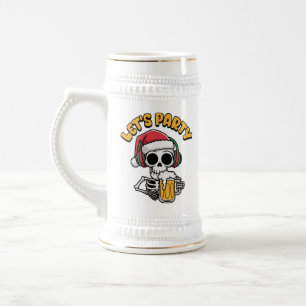 Funny Christmas skelett Party Word Art Bierglas