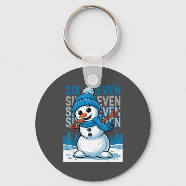 Funny Christmas Snowman Dabbing Xmas Dab Six Seven Schlüsselanhänger (Vorderseite)