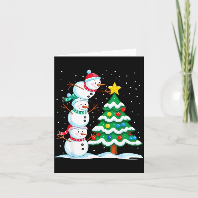 Funny Christmas Snowman Topper Tree Holiday Family Karte (Vorderseite)