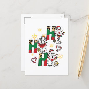 Funny Christmas Snowman Wein Holiday Postcard Feiertagspostkarte