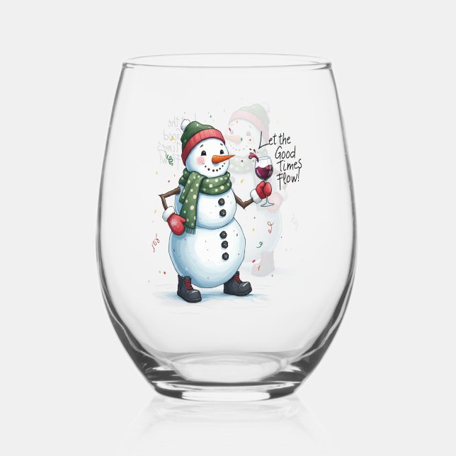 Funny Christmas Snowmann Holiday Weinglas Ohne Stiel (Vorderseite)