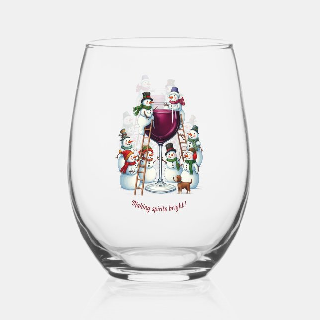 Funny Christmas Snowmann Holiday Weinglas Ohne Stiel (Vorderseite)