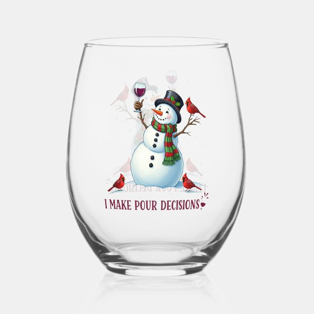 Funny Christmas Snowmann Holiday Weinglas Ohne Stiel (Vorderseite)