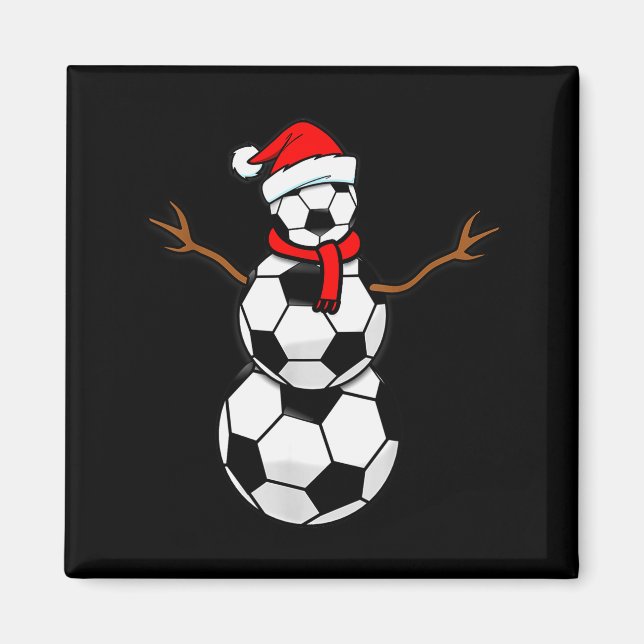 Funny Christmas Soccer Santa Snowman  Magnet (Vorne)