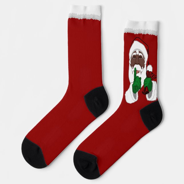 Funny Christmas Socks African Santa Socks Custom Socken (Linkes Detail)