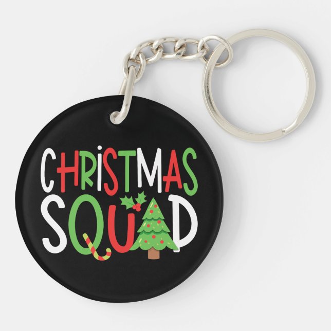 Funny Christmas Squad Familienurlaub Schlüsselanhänger (Rückseite)