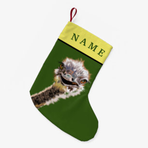 Funny Christmas Strumpf mit Happy Ostrich Kleiner Weihnachtsstrumpf