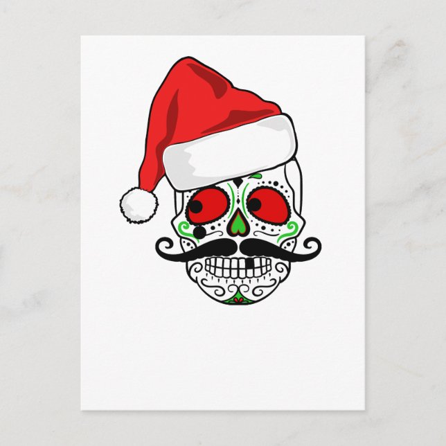 Funny Christmas Sugar Skull Feiertagspostkarte (Vorderseite)