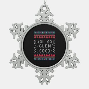 Funny Christmas Sweater Schneeflocken Zinn-Ornament