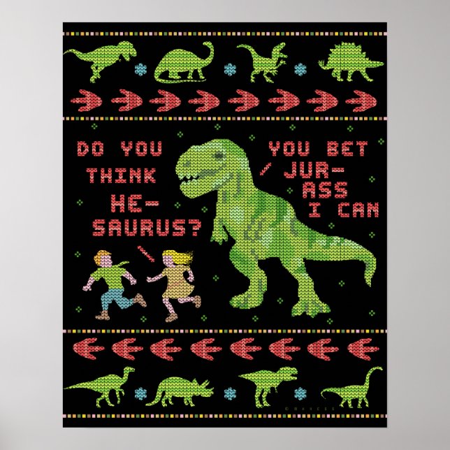 Funny Christmas T Rex Dinosaur Pun Spaß Imitate St Poster (Vorne)