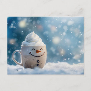 Funny Christmas Tasse als Snowmann Postkarte
