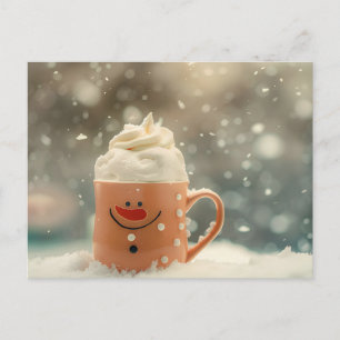 Funny Christmas Tasse als Snowmann Postkarte