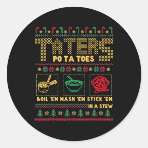 Funny Christmas Taters Kartoffeln Ugle Weihnachten Runder Aufkleber