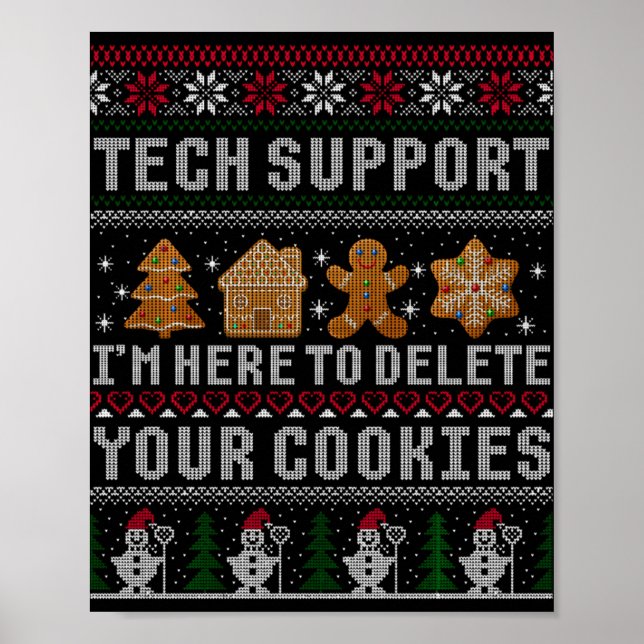 Funny Christmas Tech Suprt Computer T Shirt  Poster (Vorne)