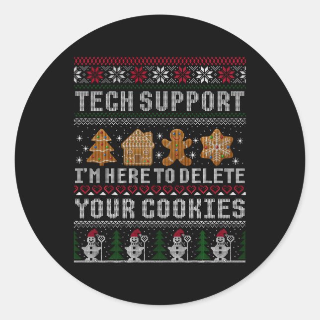 Funny Christmas Tech Suprt Computer T Shirt  Runder Aufkleber (Vorderseite)