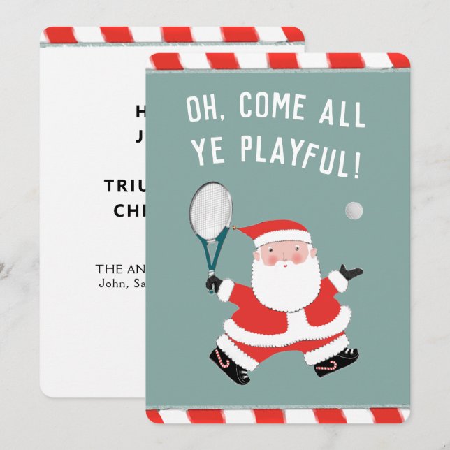 Funny Christmas Tennis Feiertagskarte (Vorne/Hinten)