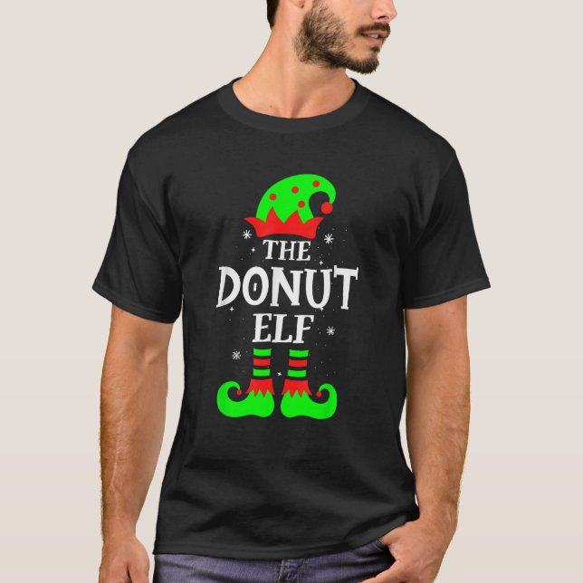 Funny Christmas The Donut Elf  T-Shirt (Vorderseite)