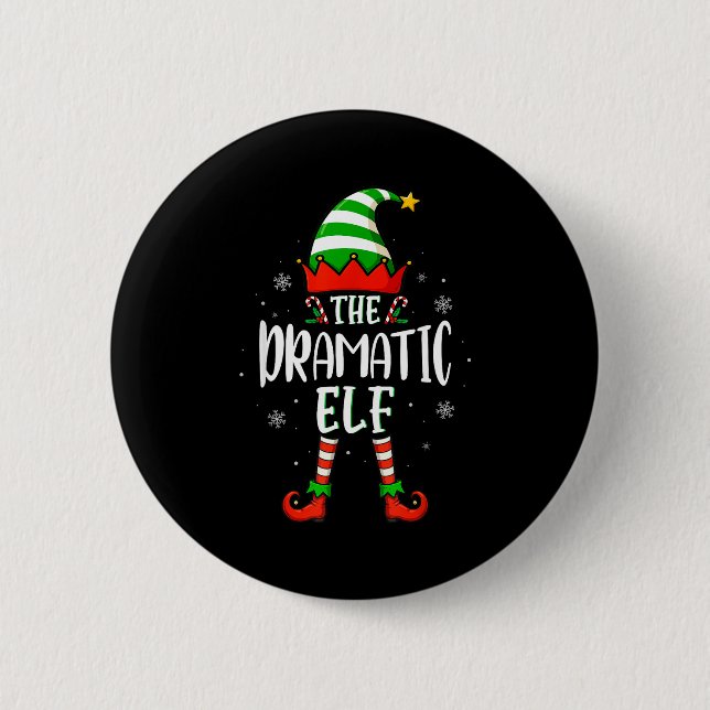 Funny Christmas The Dramatic Elf Family Matching X Button (Vorderseite)