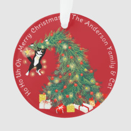 Funny Christmas Tree Cat Custom 2 Szene Ornament
