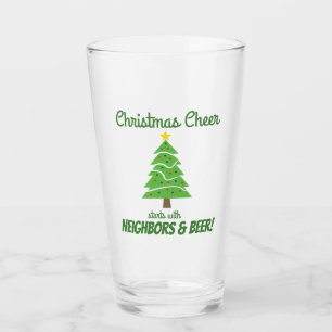 Funny Christmas Tree Cheer Nachbarn Beer Party Glas
