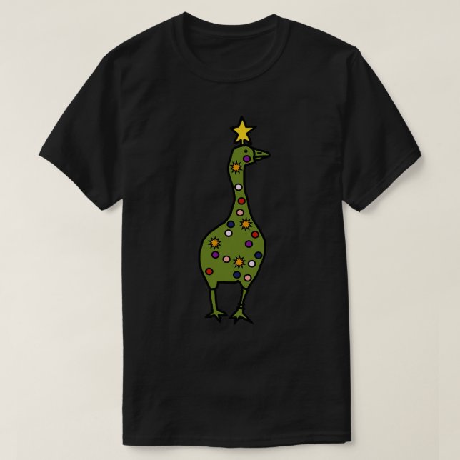 Funny Christmas Tree Gaming Goose T-Shirt (Design vorne)