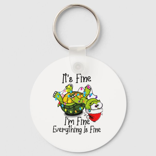 Funny Christmas Turtle It's Fine I'm Fine Everythi Schlüsselanhänger (Vorderseite)