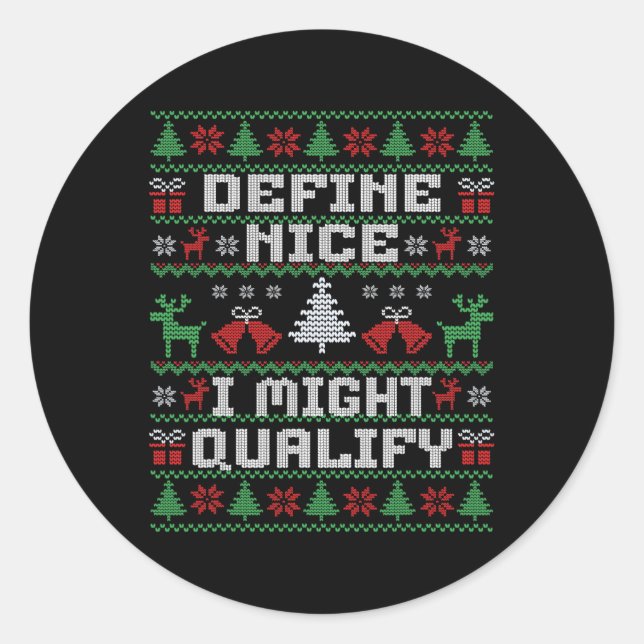 Funny Christmas Ugly Sweater - Definition Nice Runder Aufkleber (Vorderseite)